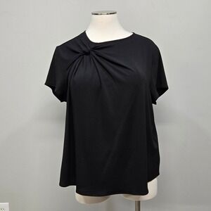 Universal Standard Shirt Top XL (Plus Size‎ US 4X) Mackaya Luxe Twill Knot Black